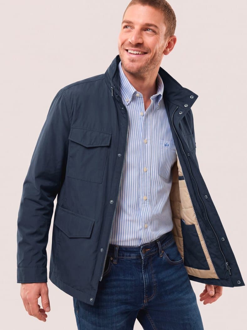 Wärmende Langjacke mit 9 Taschen Marine