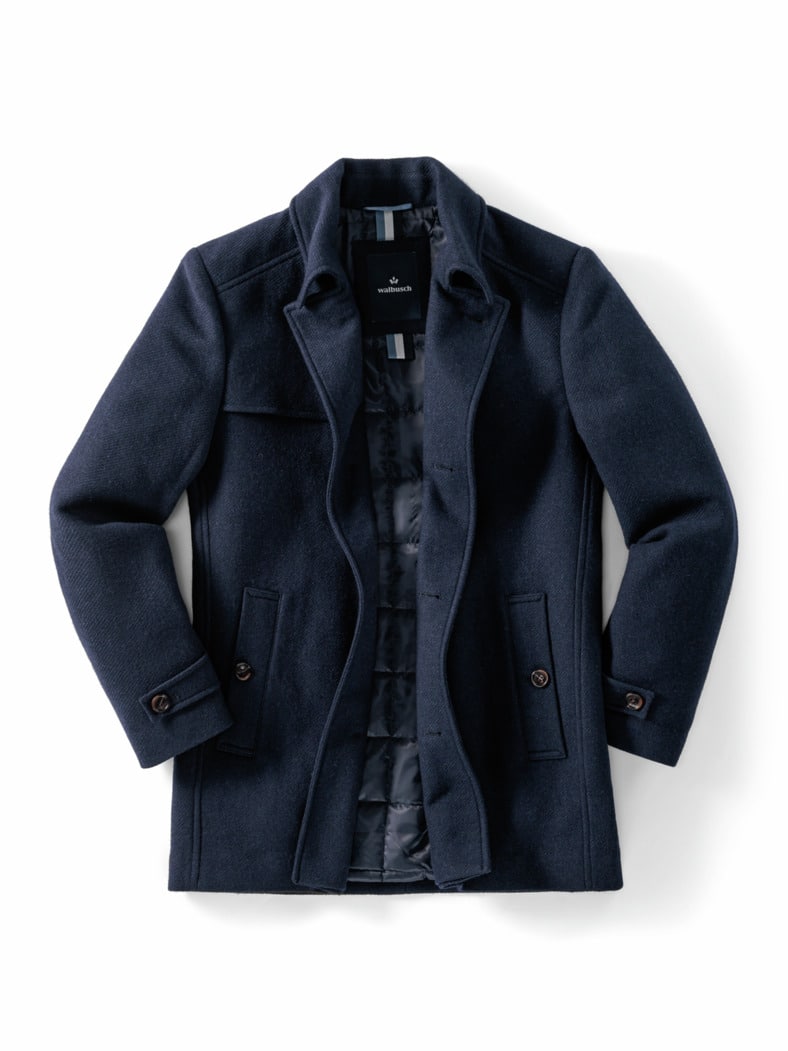 Wollmix Cabanjacke Marine-Velours