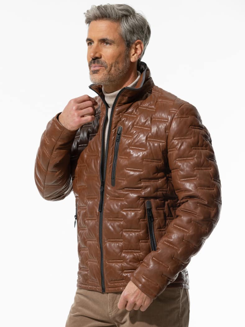 Lammleder Leichtsteppjacke Cognac