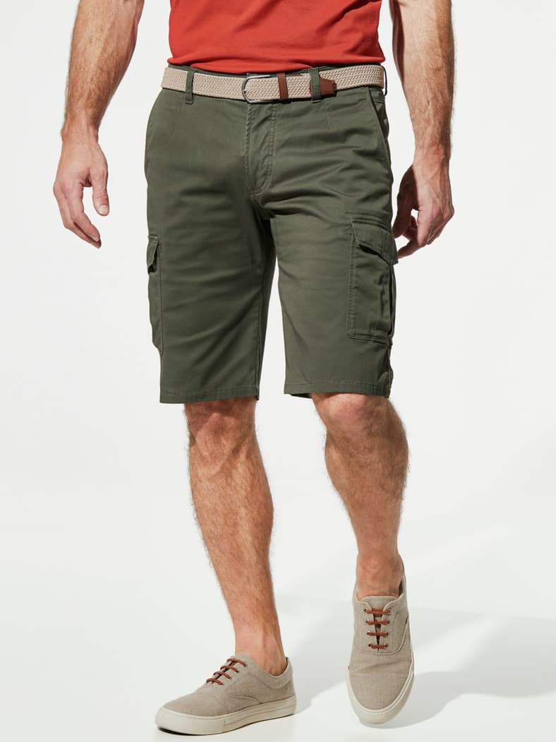 Extraglatt Gürtel Cargo-Bermudas Salbei