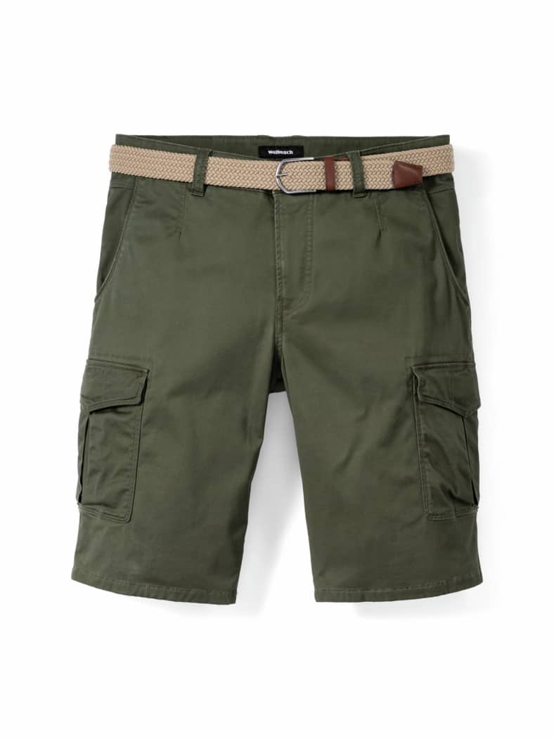 Extraglatt Gürtel Cargo-Bermudas Salbei