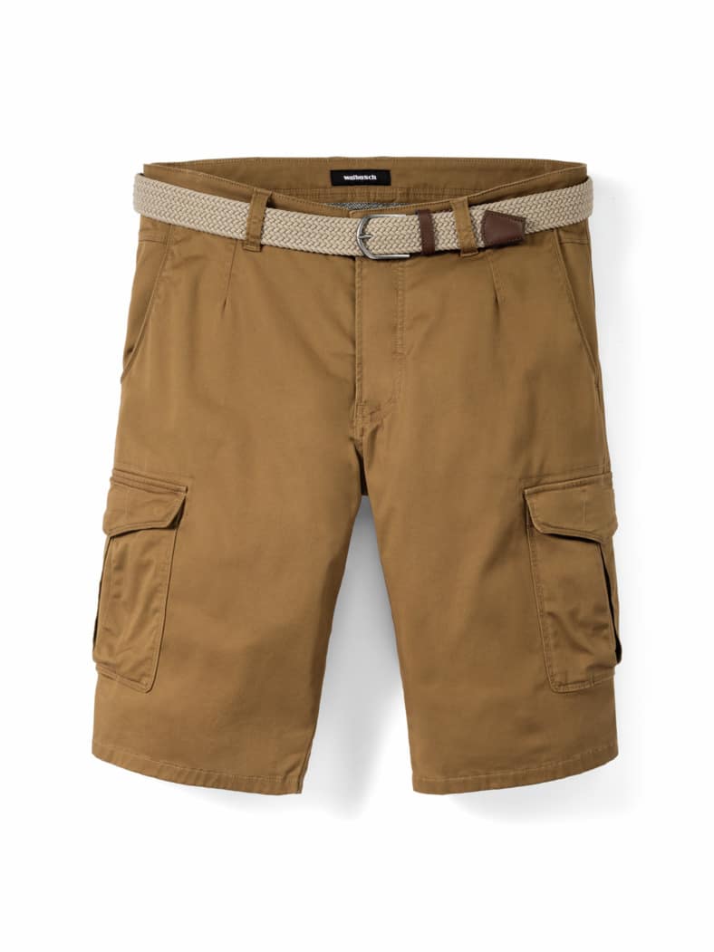 Extraglatt Gürtel Cargo-Bermudas Curry