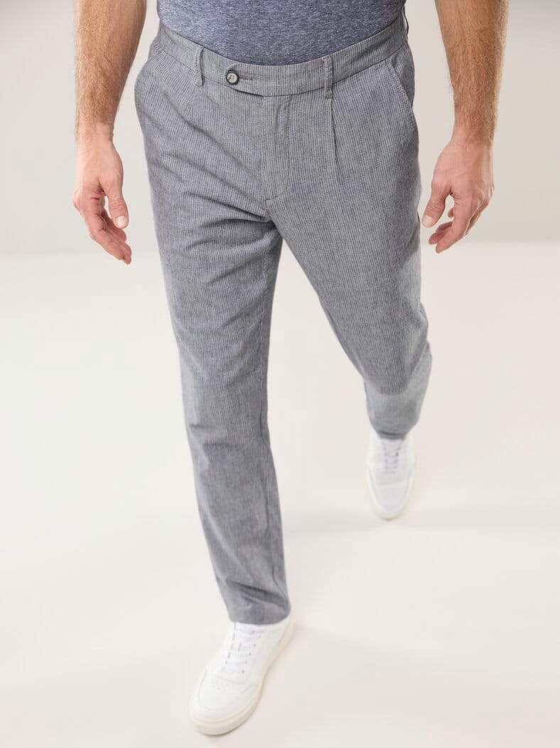 Wohlfühl Leinen-Hose Blau gestreift