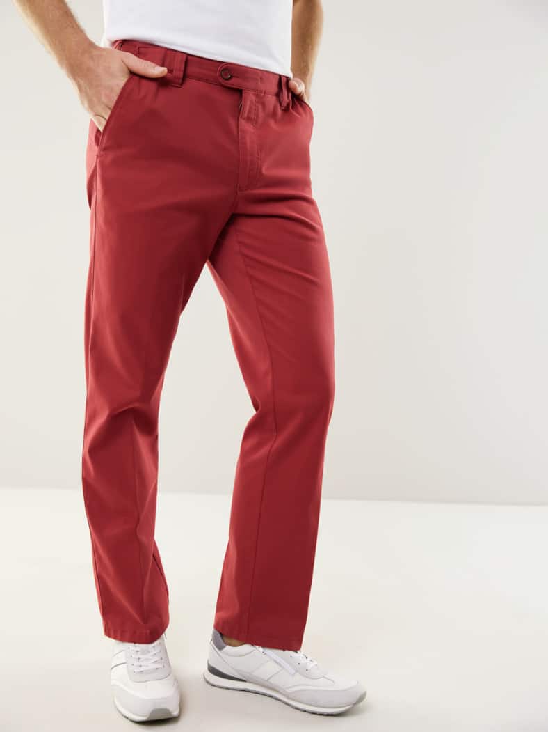 Extraglatt Dehnbund-Chino Rot
