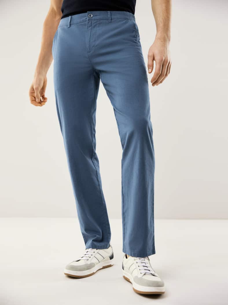 Leinen-Chino Frischekick Jeansblau