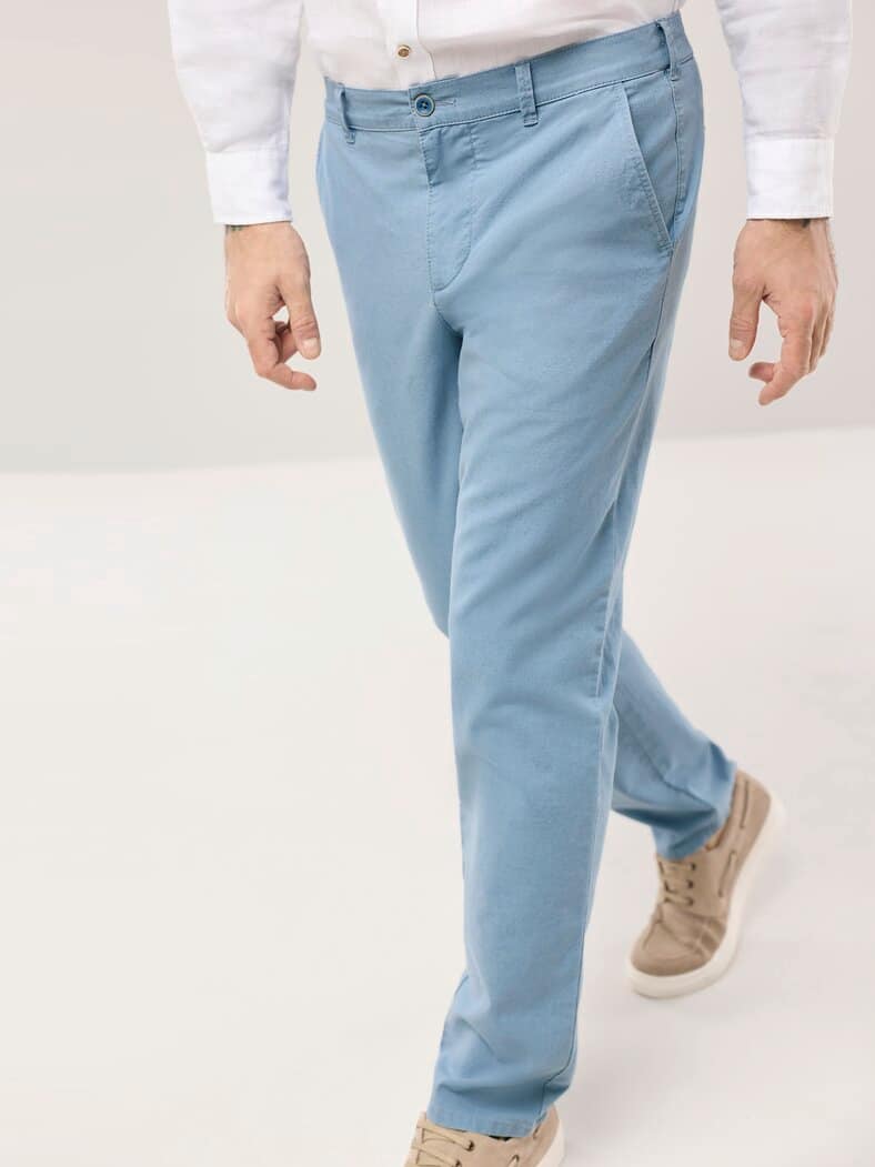 Leinen-Chino Frischekick Hellblau