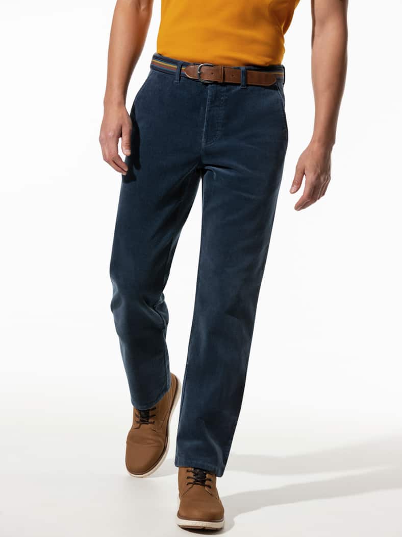 Gürtel-Cord Chino Jeansblau