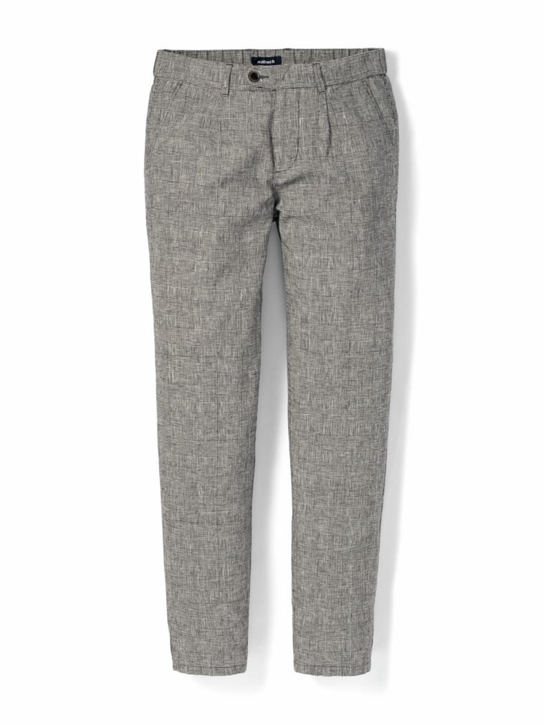 Wohlfühl Leinen-Hose Karo Schwarz