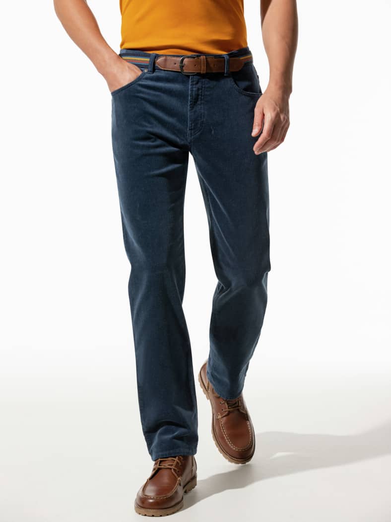 Gürtel-Cord Five-Pocket Jeansblau