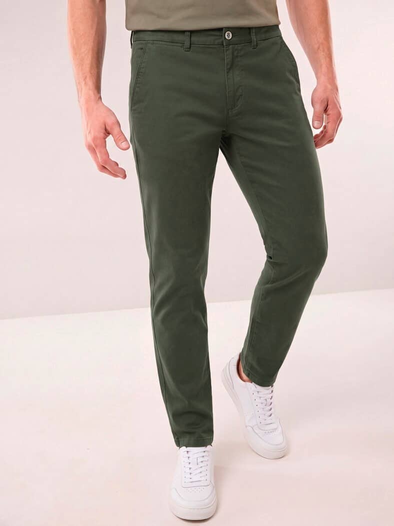 Elastische Chino aus Baumwolle Oliv