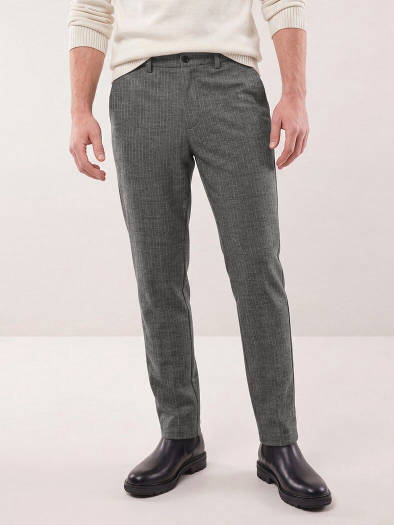 Premium Sport-Flanell Hose Grau Gestreift