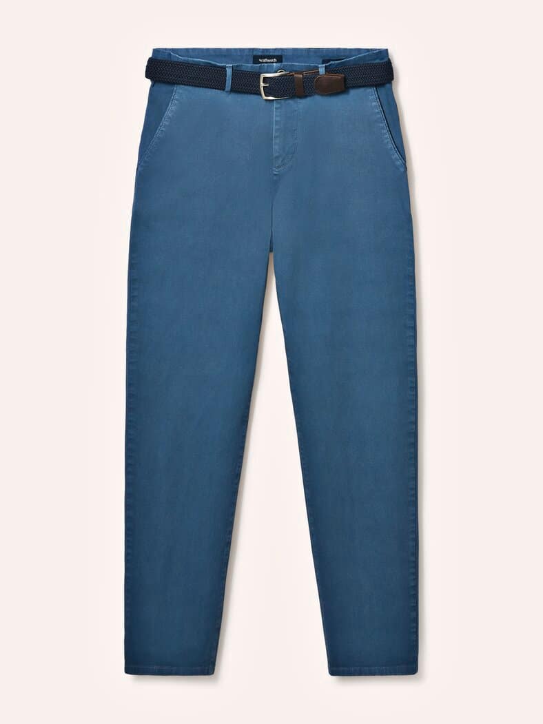Chino inklusive Gürtel Mittelblau