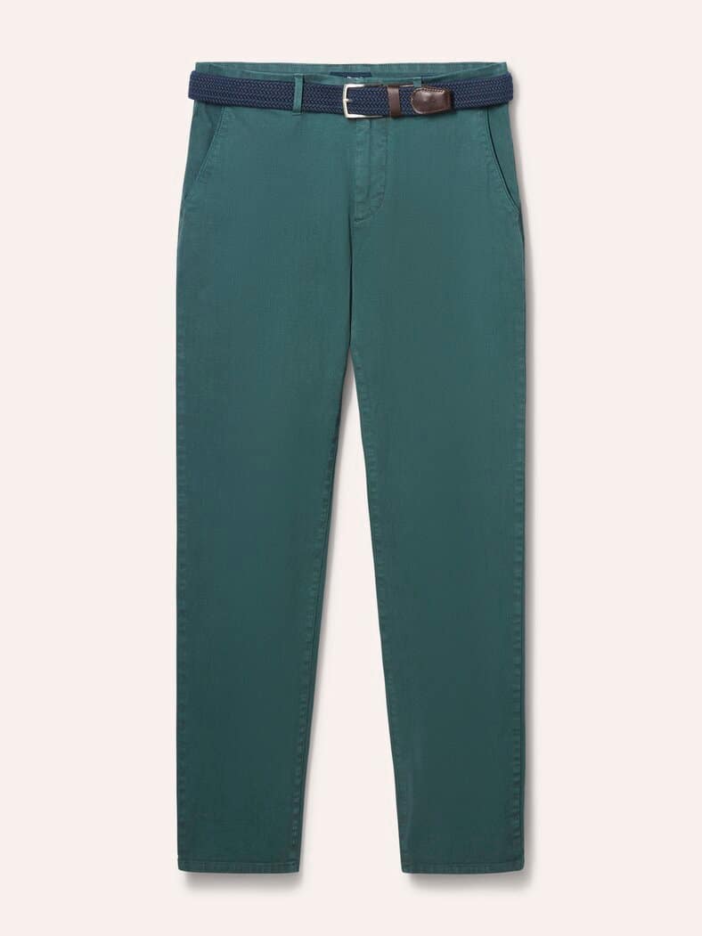 Chino inklusive Gürtel Flaschengrün