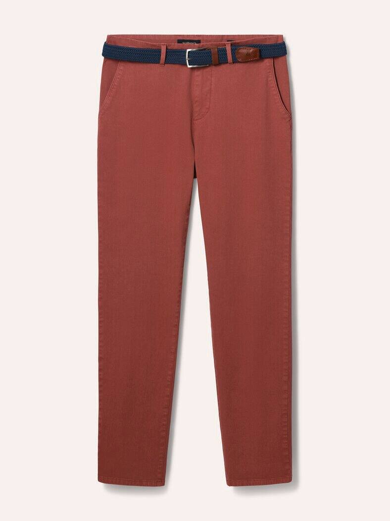 Chino inklusive Gürtel Rotbraun