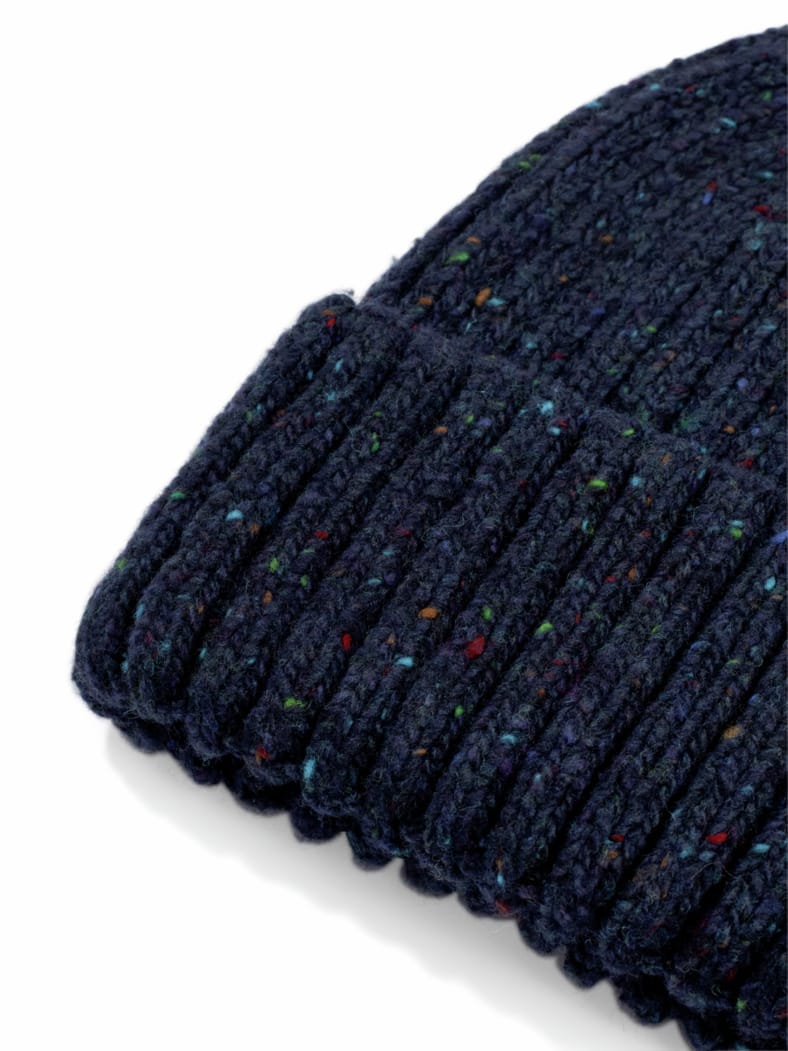 Tweed Wollmütze Blau