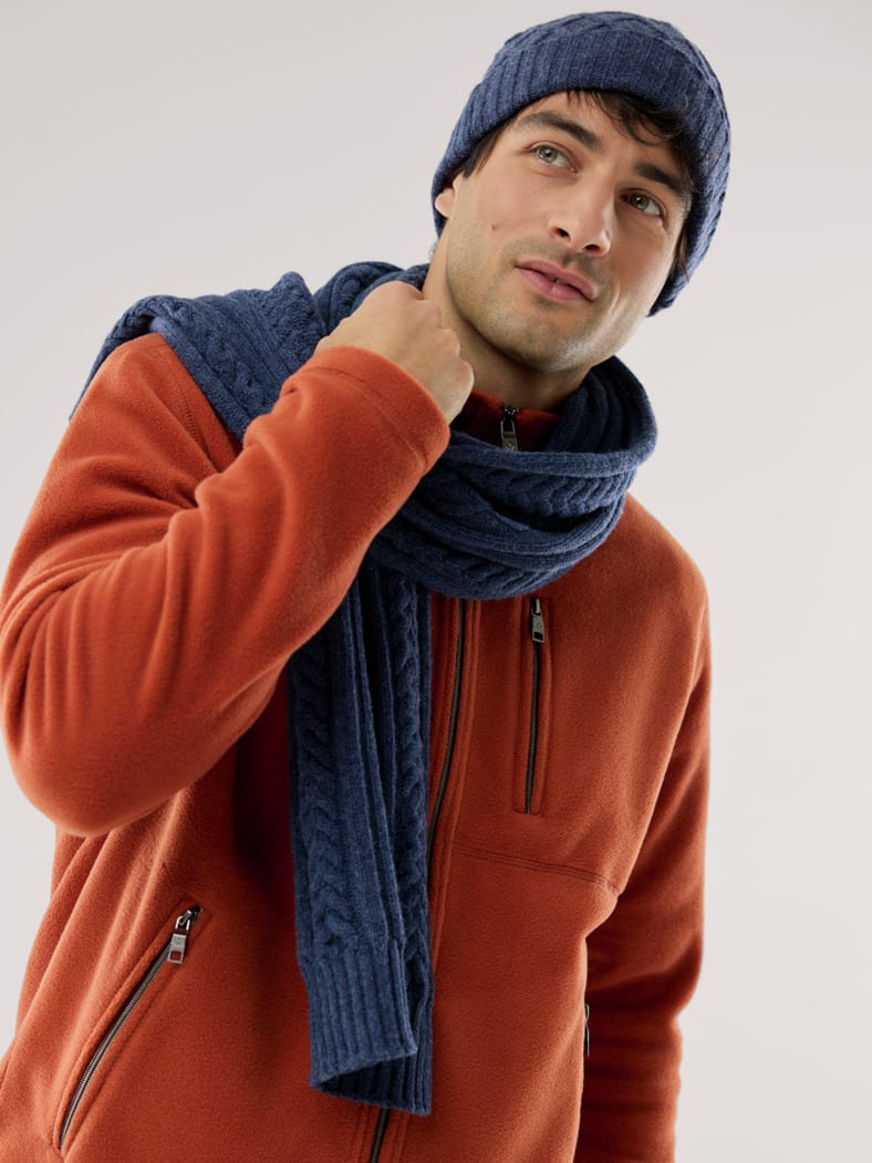 Aran-Schal Jeansblau