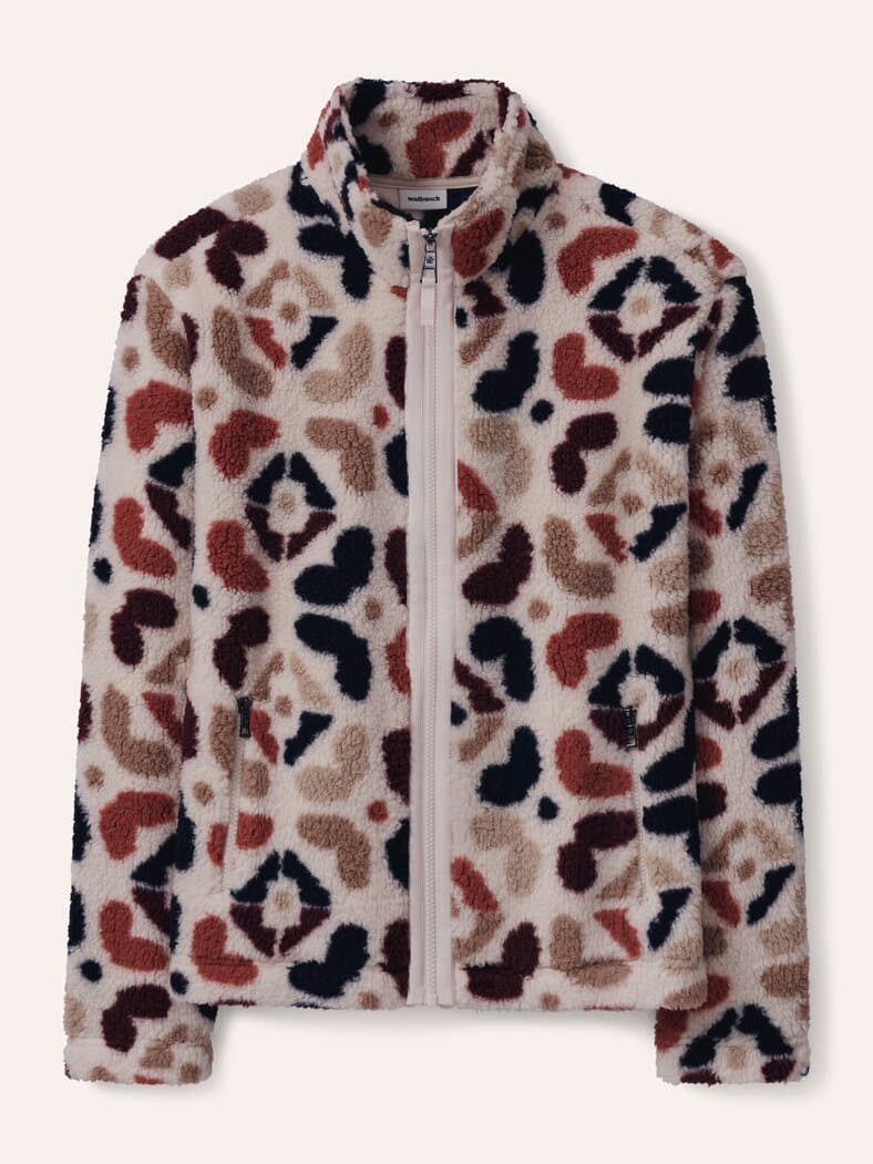 Jacke aus Teddyfleece Druck Ziegelrot/Merlot