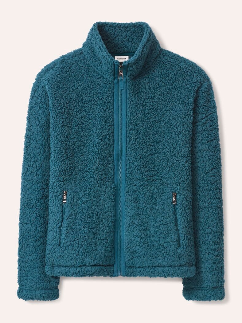 Jacke aus Teddyfleece Dunkelpetrol