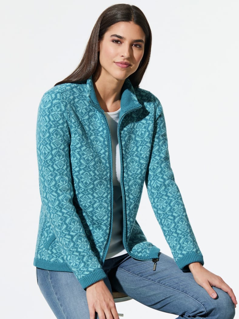 Strickjacke Stern Gletscherblau
