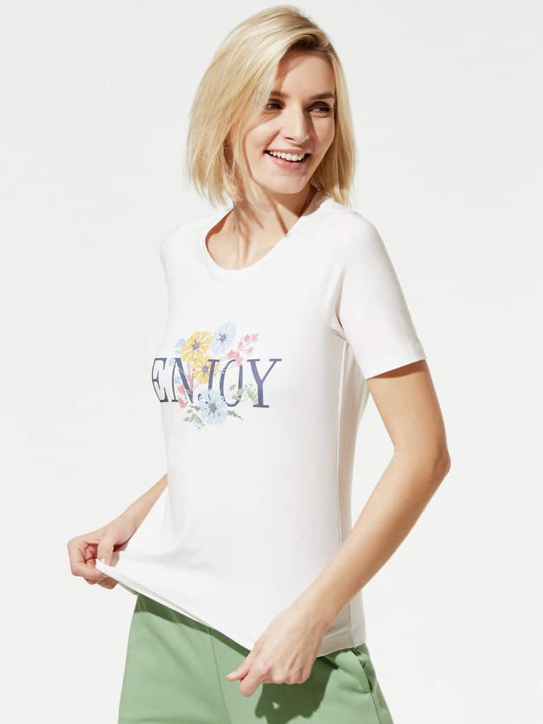 Freizeitshirt Gartenblumen Offwhite