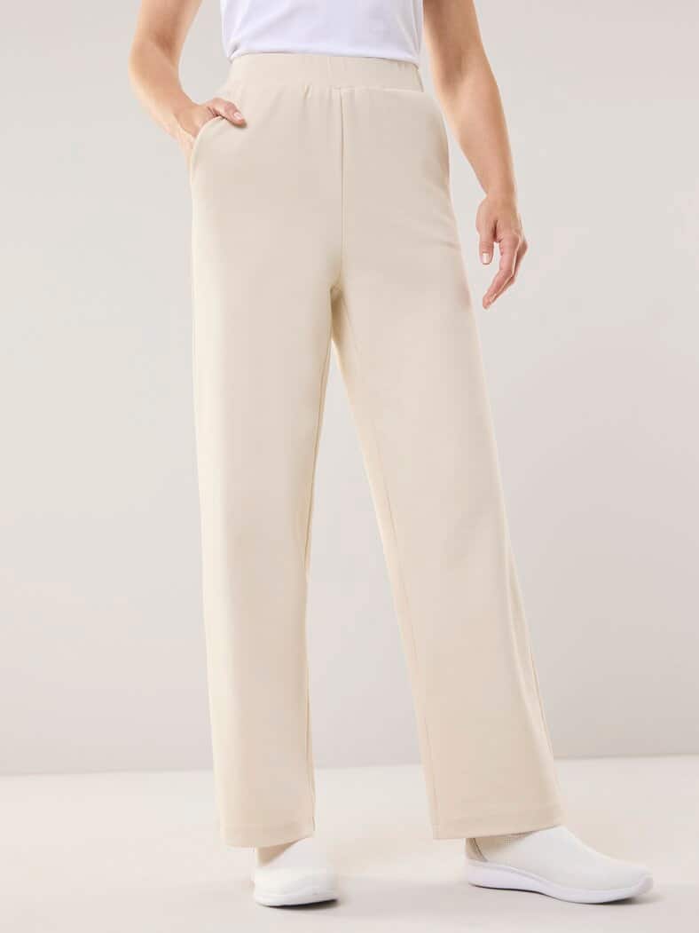 Baumwollstretch Marlenehose Creme