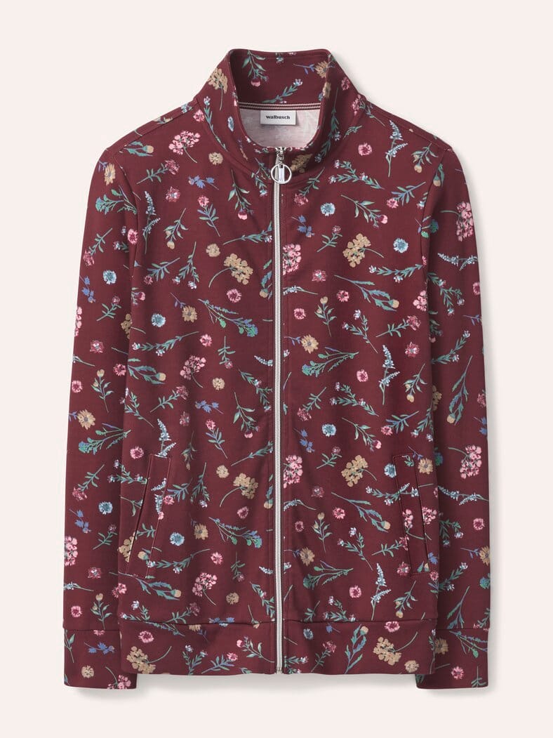Baumwollstretch Jacke Blume Merlot