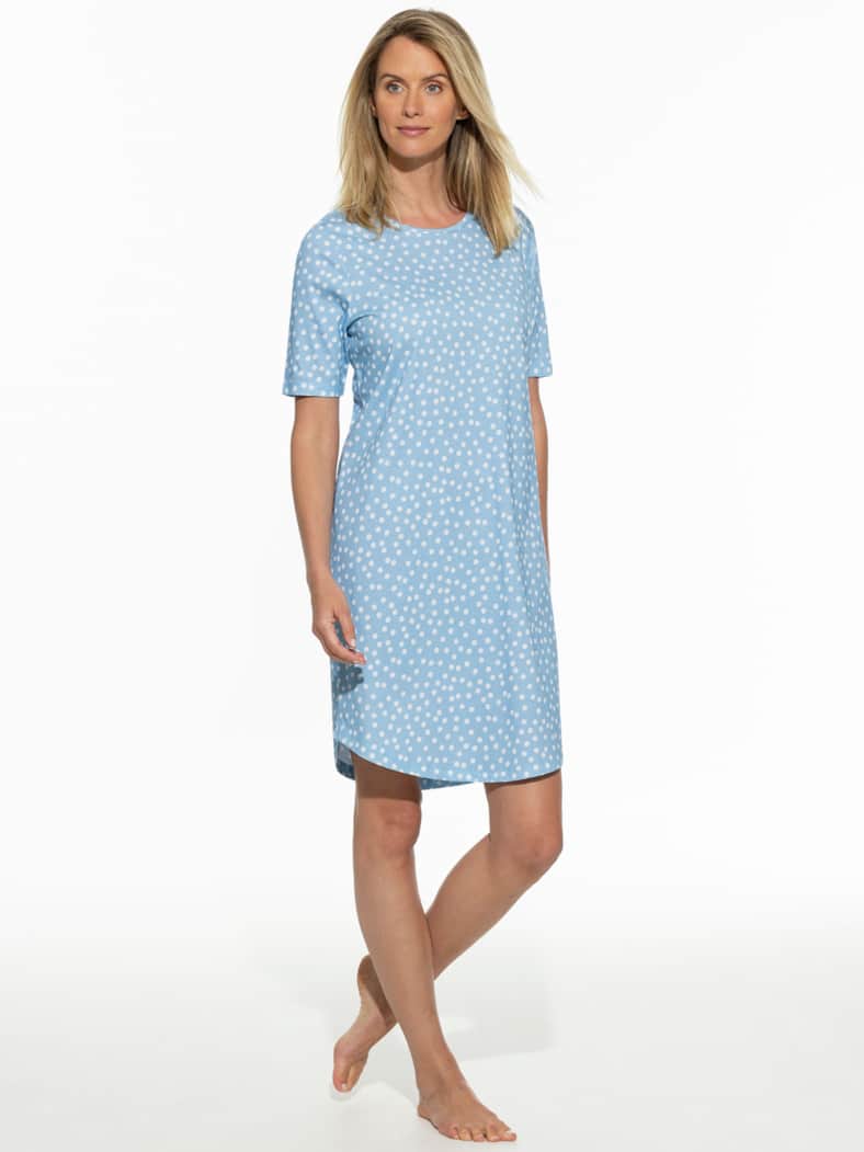 Schlafshirt Everynight Hellblau Punkte
