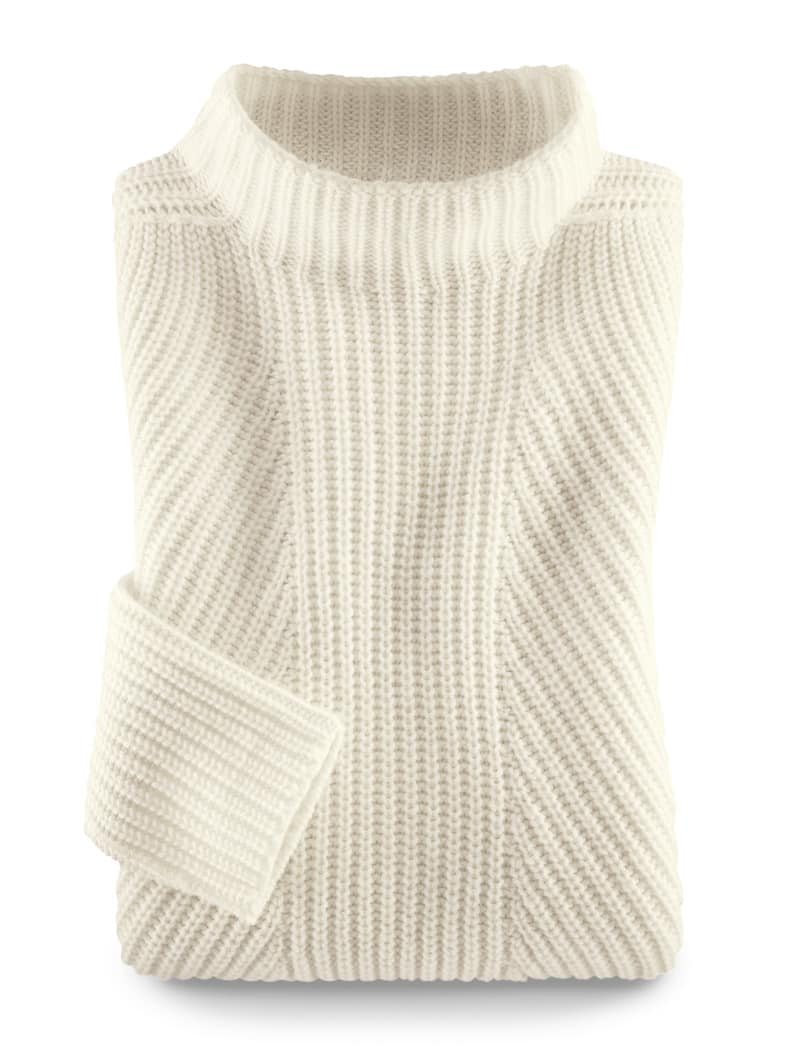 Cashmino Pullover Nahtlos Naturweiß