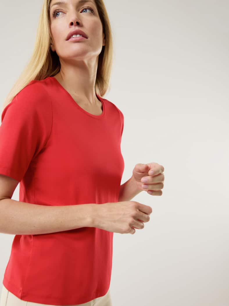 Viskose-Shirt Karminrot