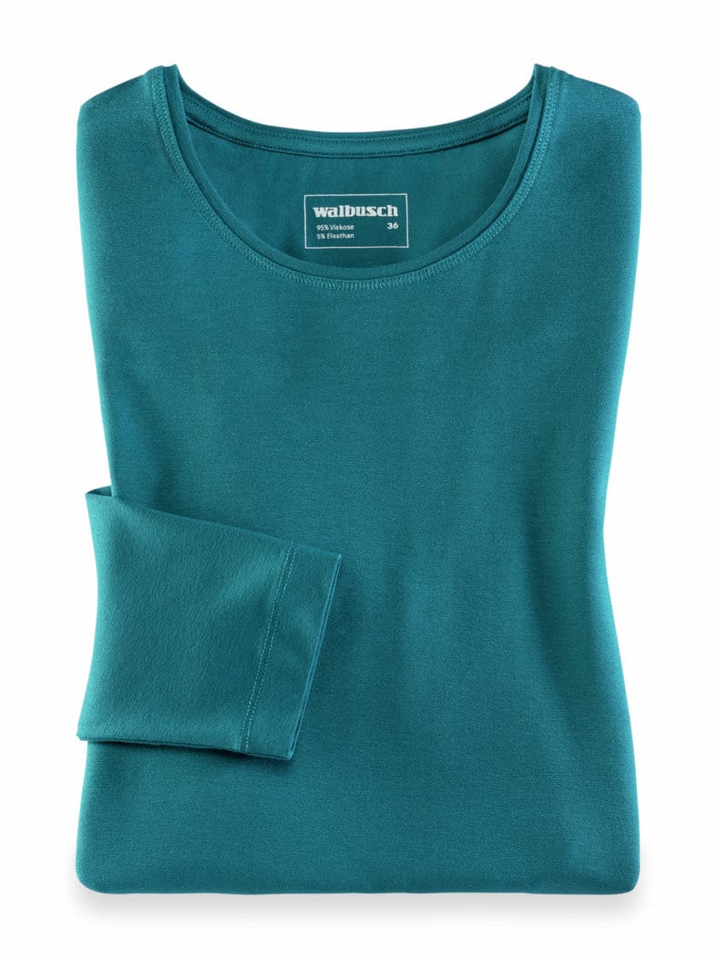 Viskose-Shirt Langarm Petrol
