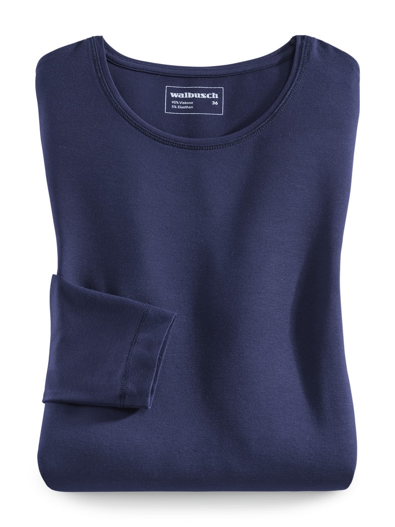 Viskose-Shirt Langarm Marine