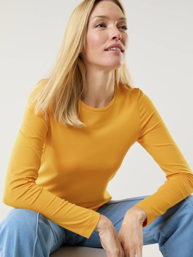 Viskose-Shirt Langarm Safran