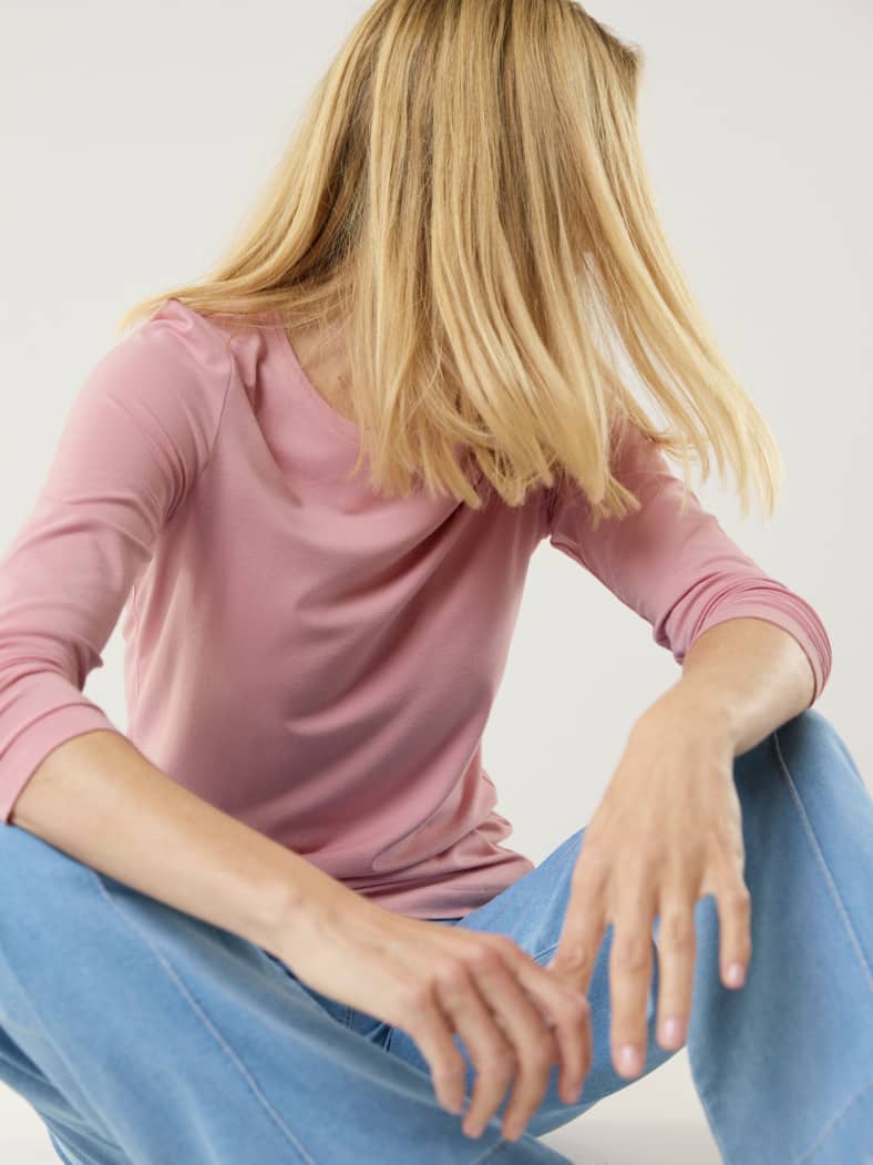 Viskose-Shirt Langarm Rosenholz