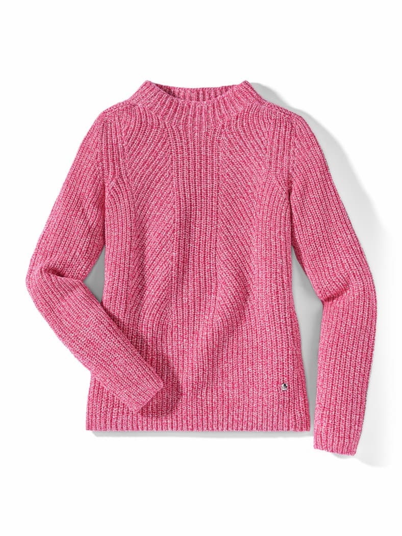 Patentpullover Nahtlos Fuchsia/Weiß