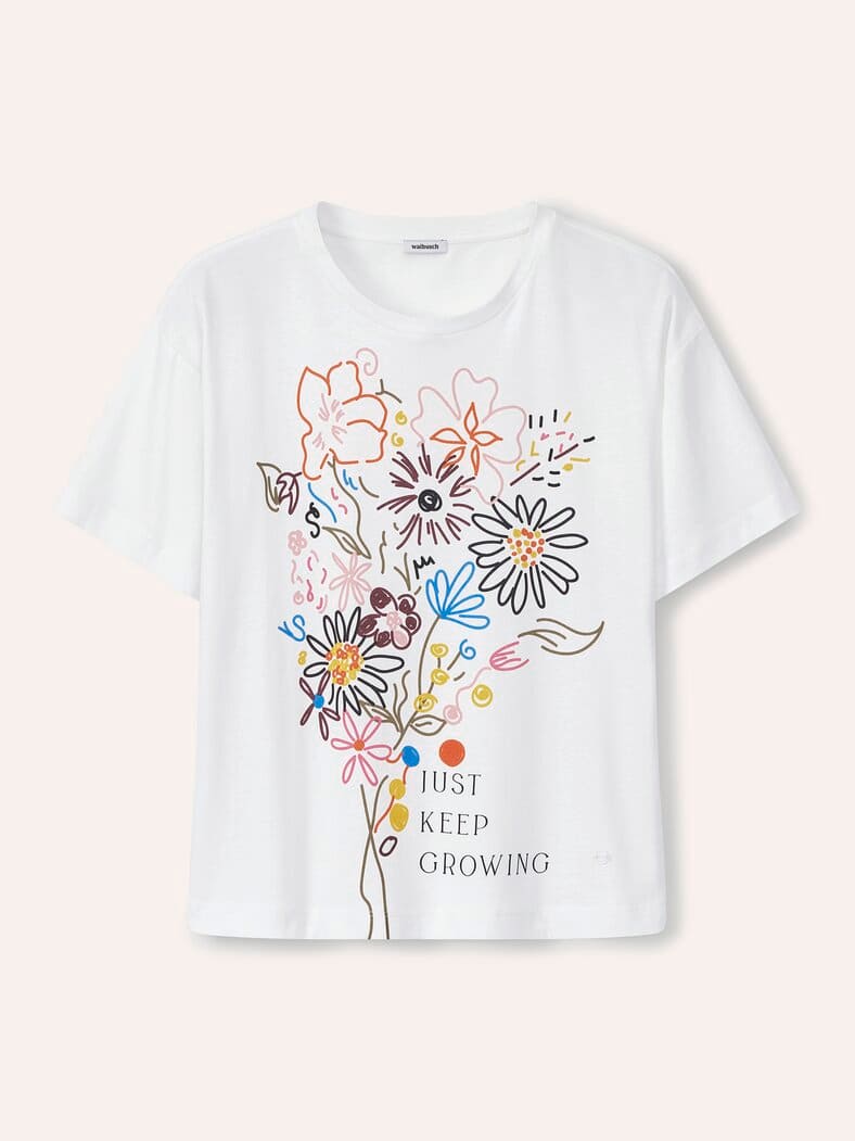 Baumwollshirt Floral Weiß