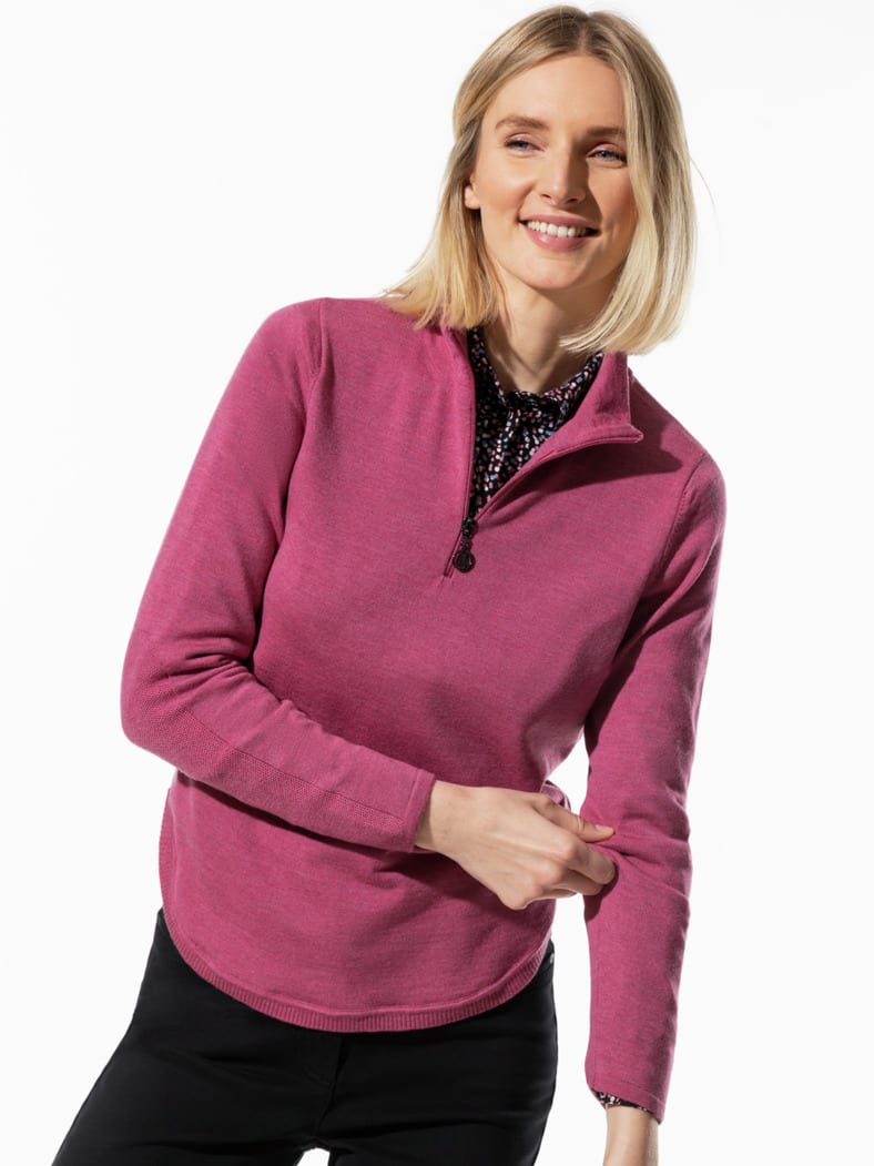 Merino-Pullover 100 Prozent Rosenholz Melange