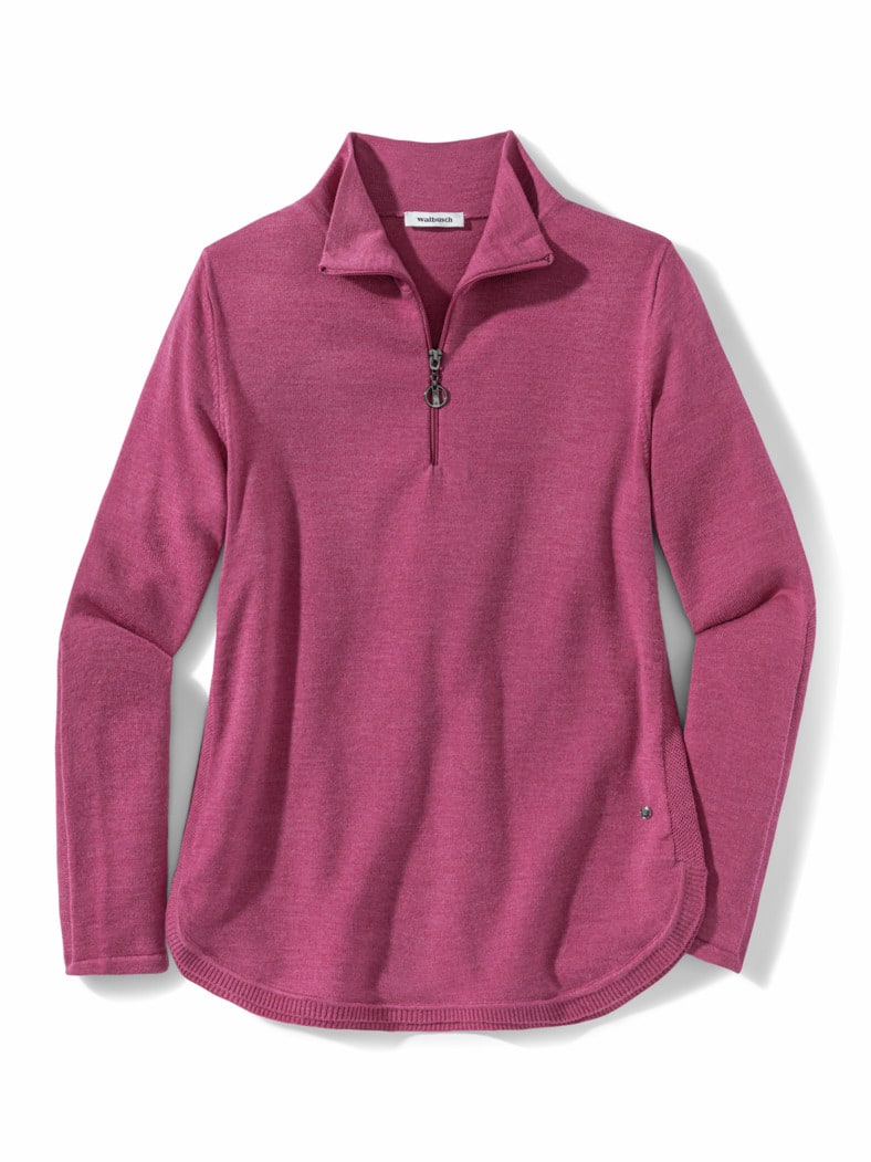 Merino-Pullover 100 Prozent Rosenholz Melange