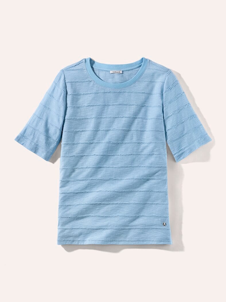 Baumwollshirt Streifenstruktur Skyblue