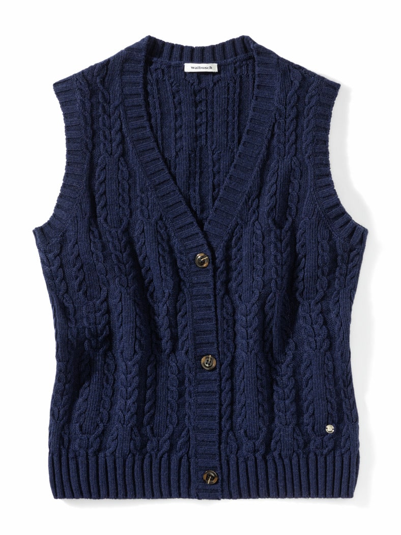 Strickweste Zopfstruktur Marine
