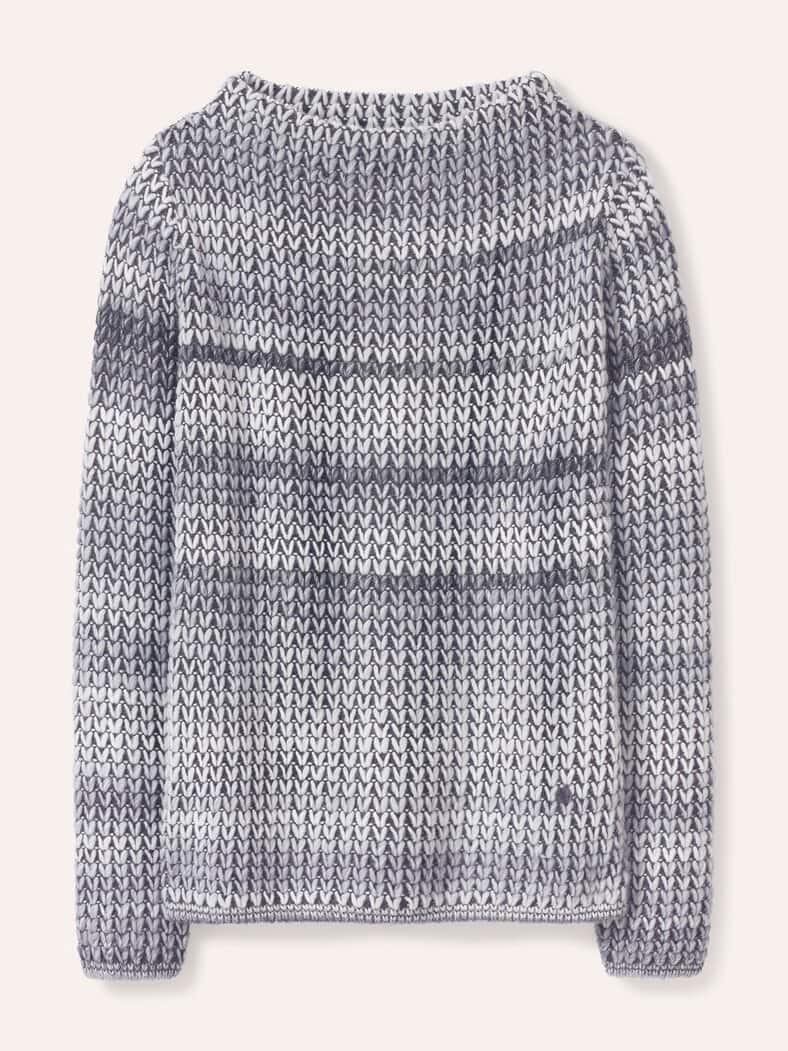 Grobstrick-Pullover Farbverlauf Silbergrau/Offwhite