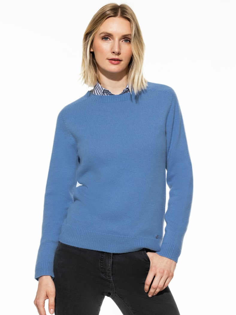 Cashmere-Pullover Nahtlos Blau