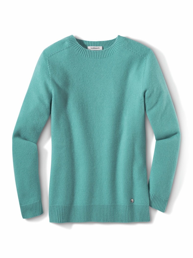 Cashmere-Pullover Nahtlos Türkis