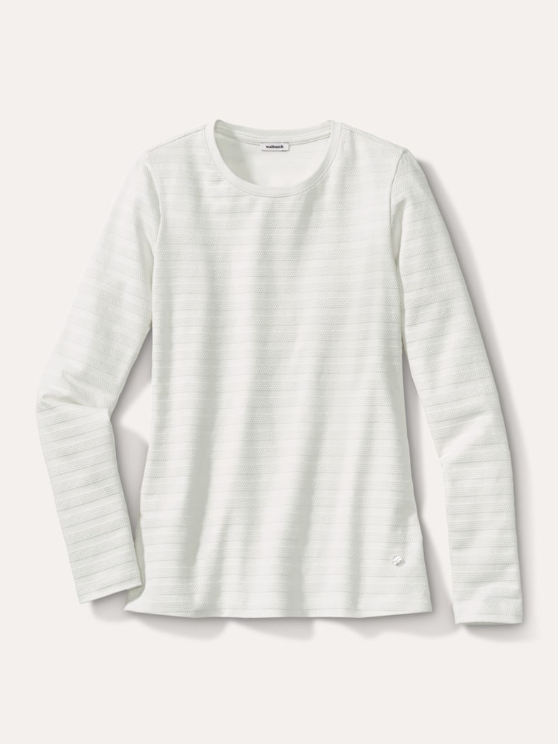 Baumwollshirt Reliefstruktur Offwhite