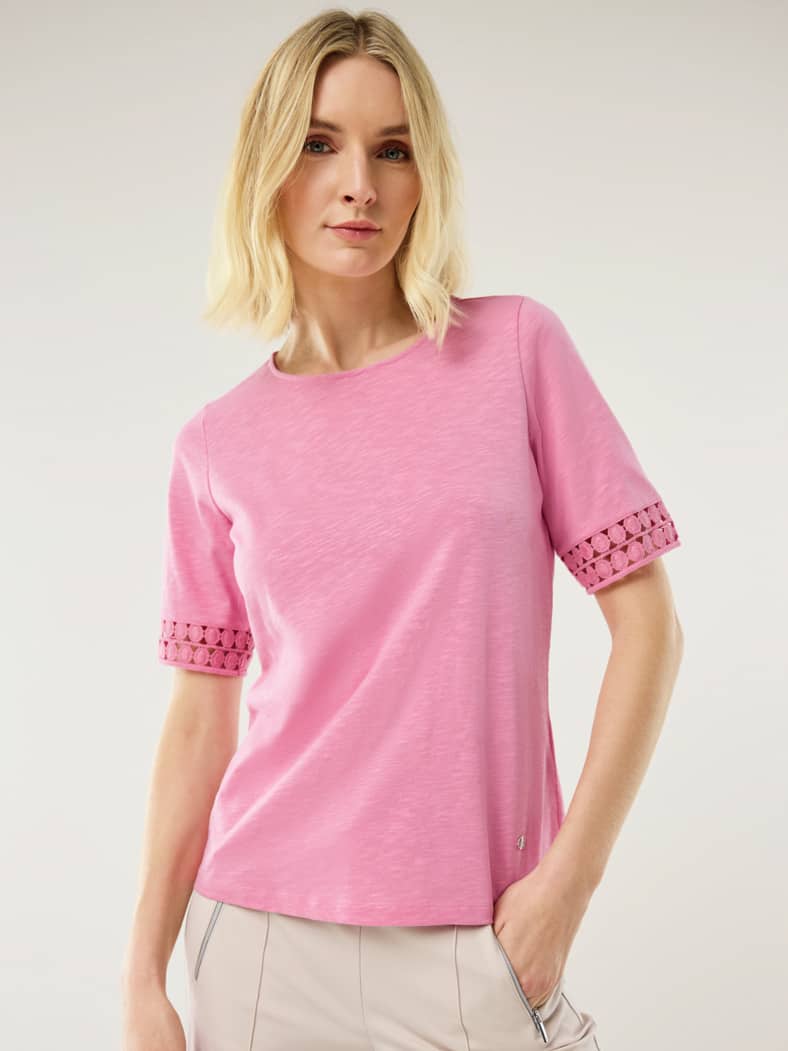 Baumwollshirt Dekospitze Nelke