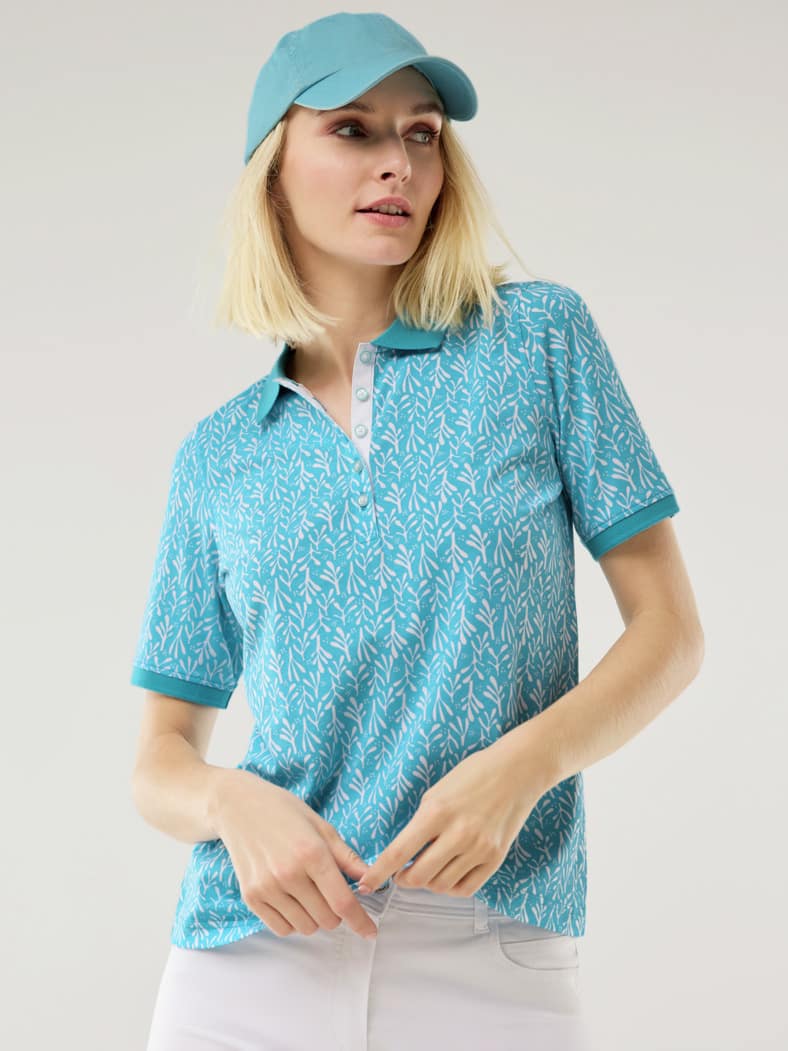 Jersey Polo Blätter Aqua