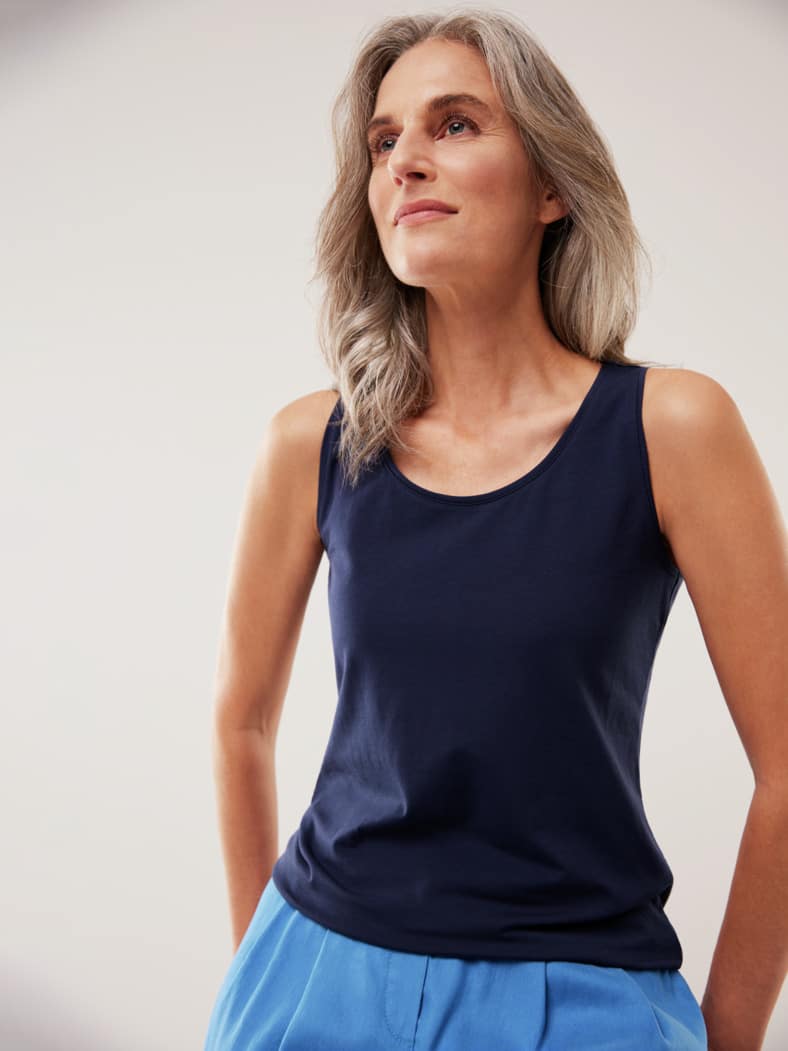 Baumwoll-Basic -Top Marine