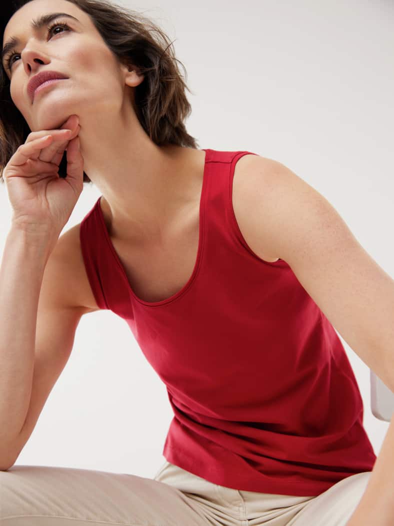 Baumwoll-Basic -Top Feuerrot