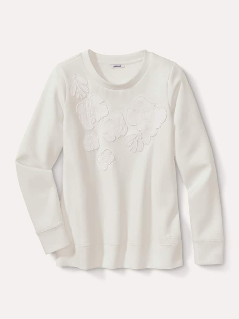 Blumenapplication Sweatshirt Offwhite