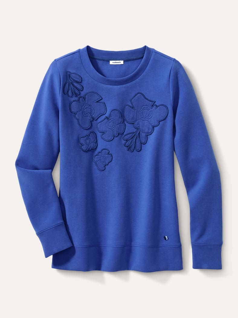 Blumenapplication Sweatshirt Tintenblau