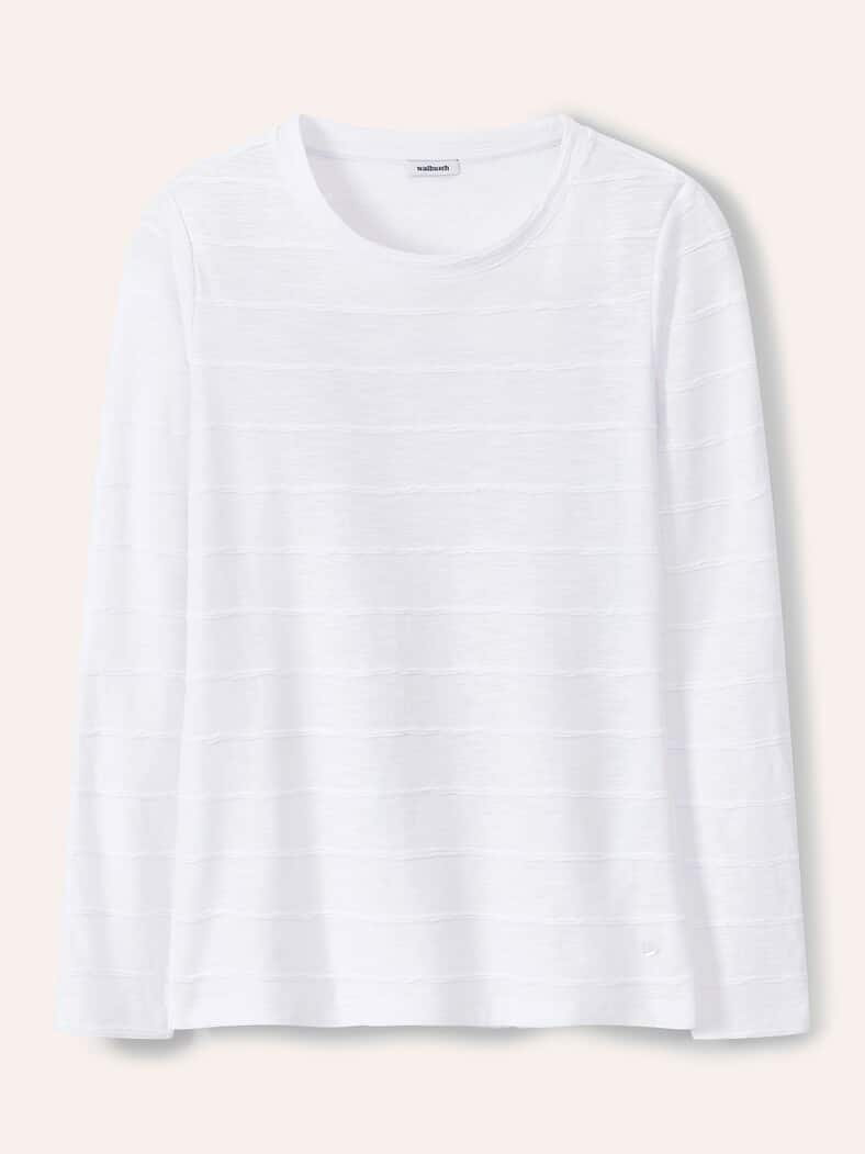 Baumwollshirt Streifenstruktur LA Weiß